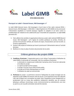 Critères pour l'utilisation du Label "Gesond iessen, Méi beweegen"
