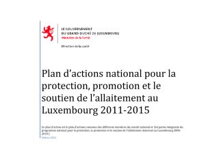 Plan d’actions national pour la protection, promotion et le soutien de l’allaitement au Luxembourg