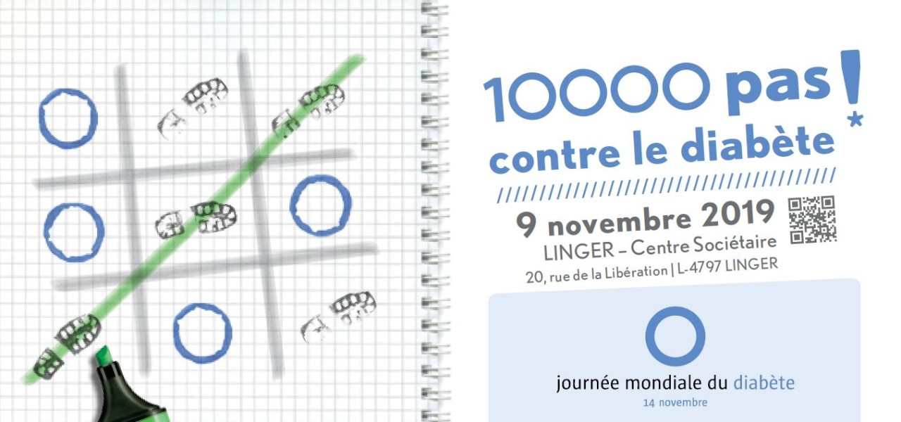 Marche des 10000 pas contre le diabète, le 9 novembre 2019 à Linger au Centre sociétaire, 20 rue de la Libération, L-4797 Linger organisée dans le cadre de la journée mondiale du diabète qui a lieu le 14 novembre
